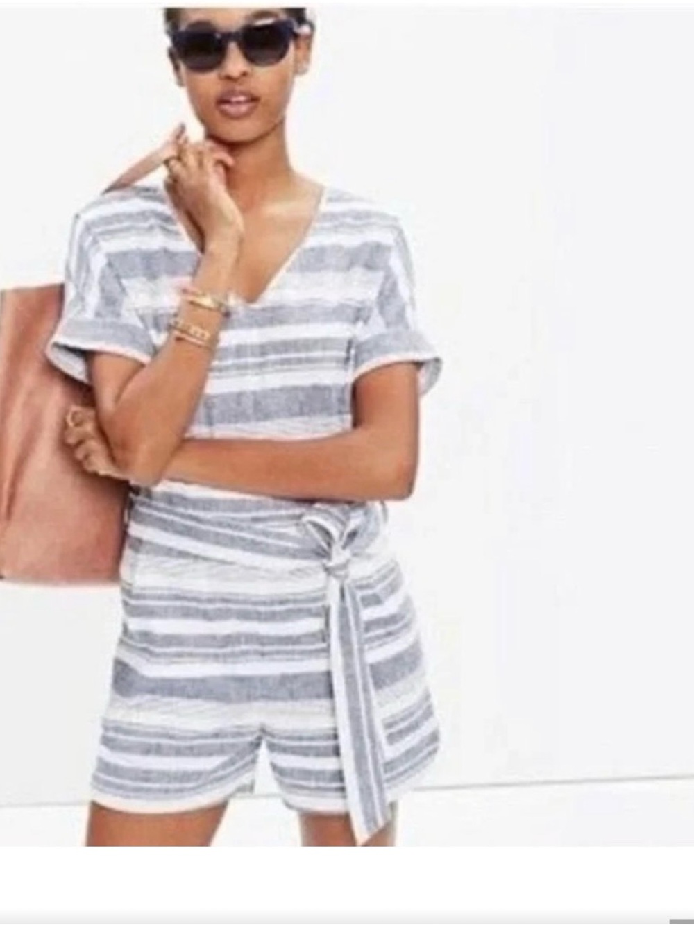 Madewell Striped V-Neck Romper